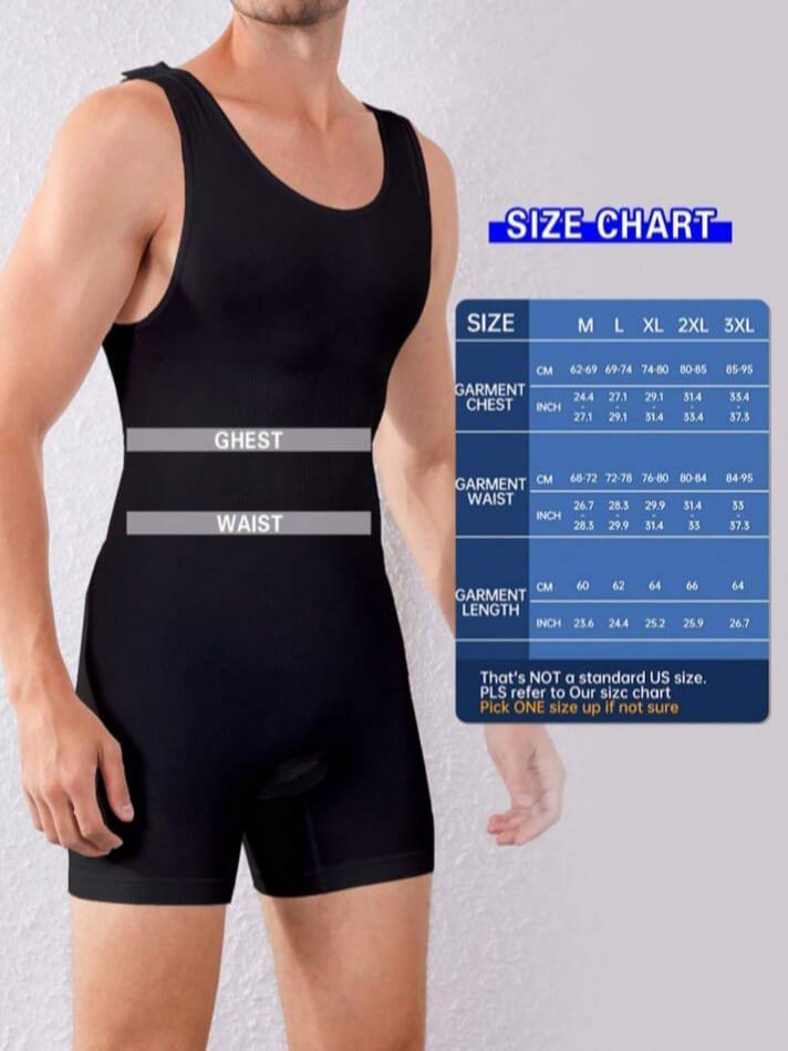 Men's Full Body Compression Shapewear Suit – Slimming Tummy Control Bodysuit